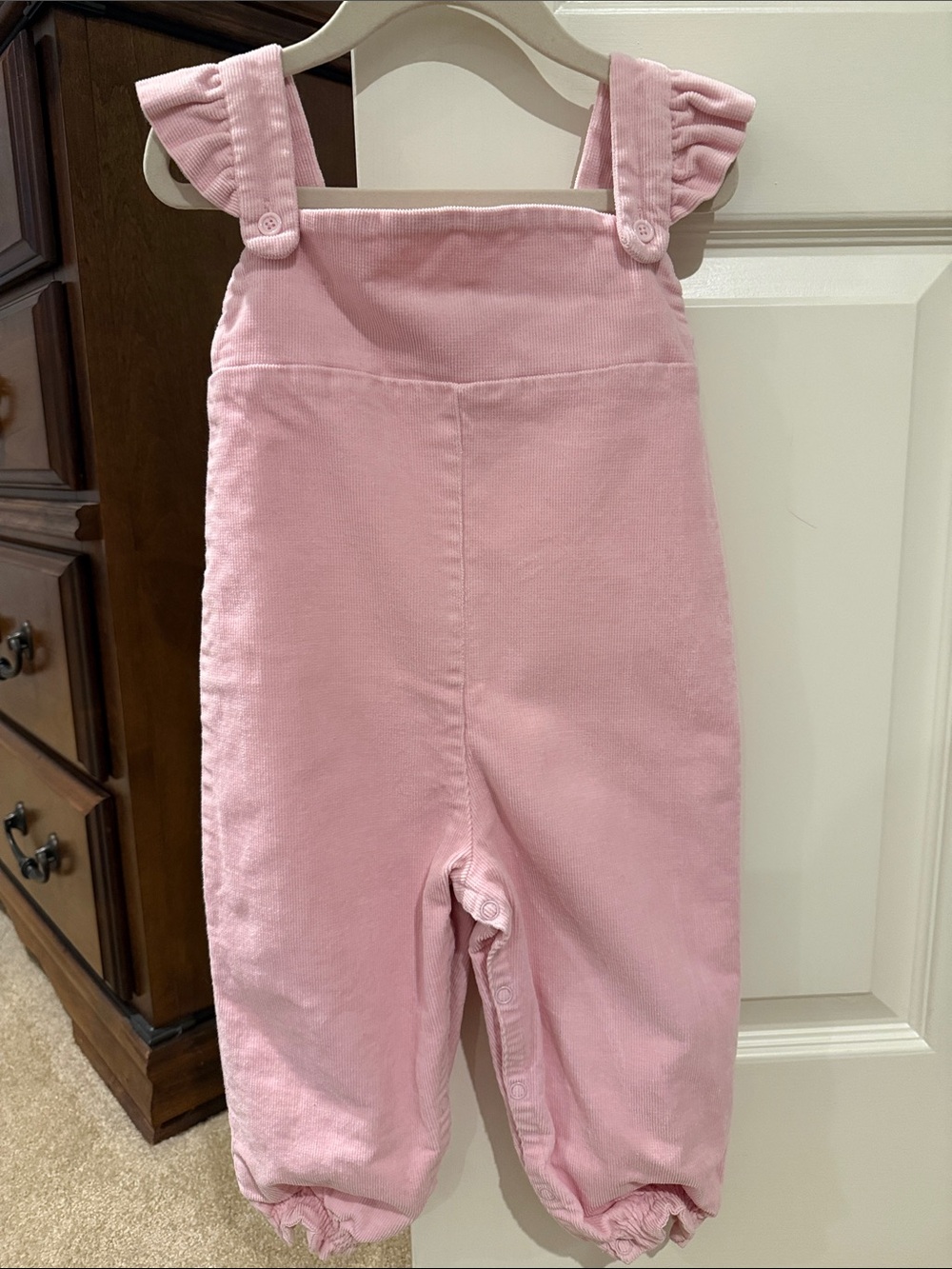 The Beaufort Bonnet Company Pink Corduroy Girls' Ruffled Overalls